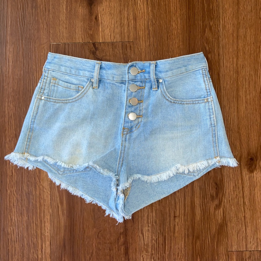 Light Wash High Rise Jean Shorts